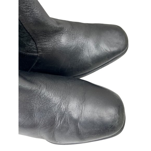 Markon Women's Suela Black Leather Boots W/Floral Embossed Suede Size 7W - Picture 3 of 7